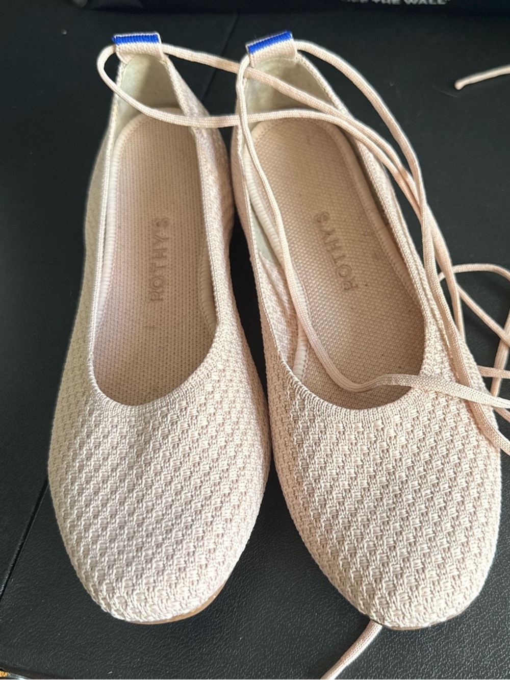 Rothy's Blush Knit Lace-Up Ballet Flats